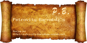 Petrovity Barnabás névjegykártya